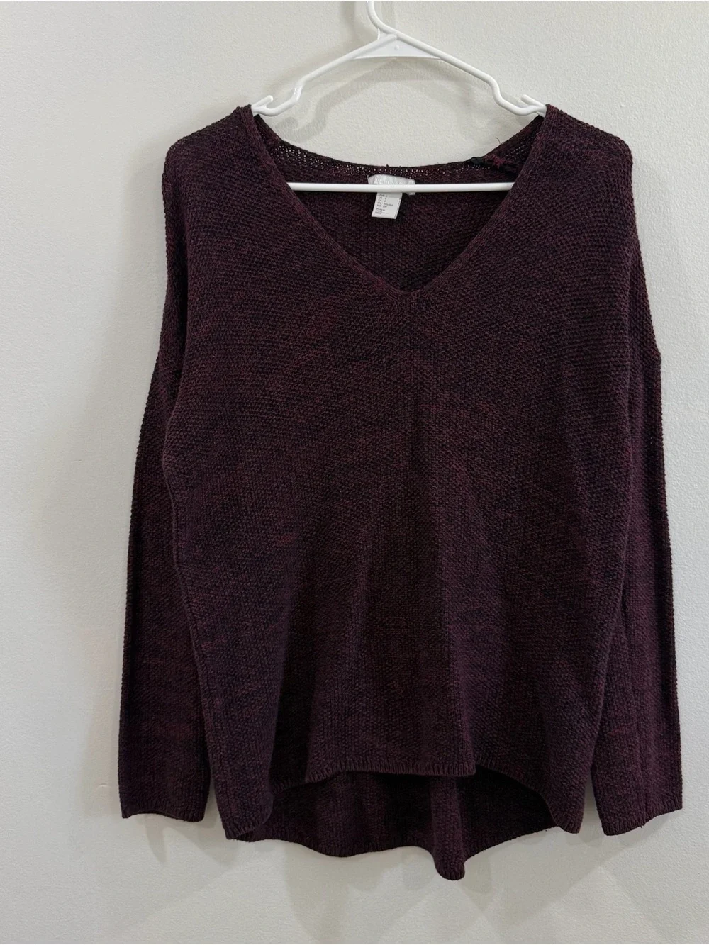 H&M Women's V-Neck Knit Sweater - Deep Plum